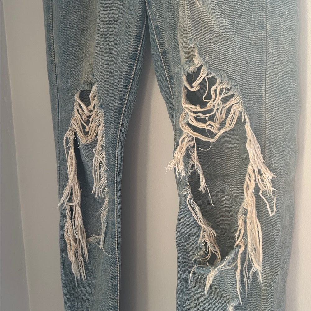 Distressed Blue/Gray Ripped Jeans - Picture 5 of 13